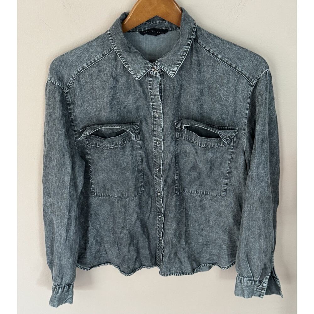 Jane & Delancey Women's Collared Button Down Shirt  L Gray